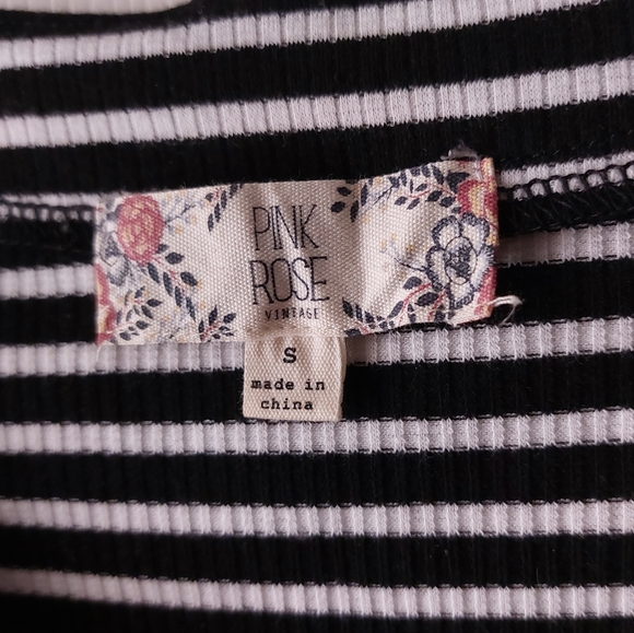 Pink Rose - Black & White Striped Mini Dress - Picture 2 of 8